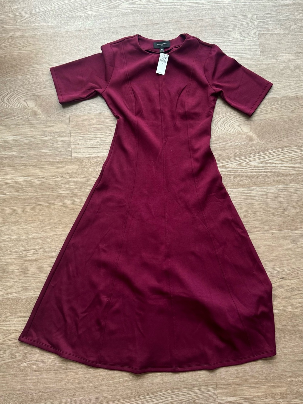 Banana Republic Wine Red Midi Fit-and-Flare Dress